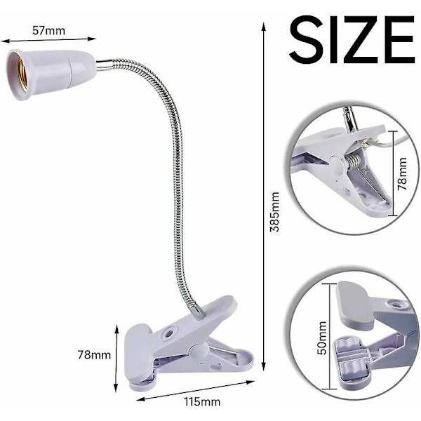E27 Klemmelampe med Svanehals og Afbryder, Bordlampe, Skrivebordslampe, Lampekrop
