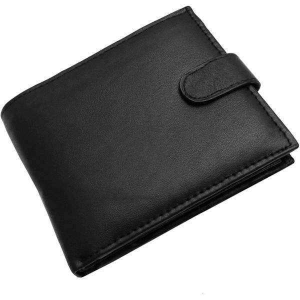 UK Herre RFID Blokerende Sikker Blød Læder Tri Fold Tegnebog Kortpladser Id Vindue og Møntlomme (Carbon Black)