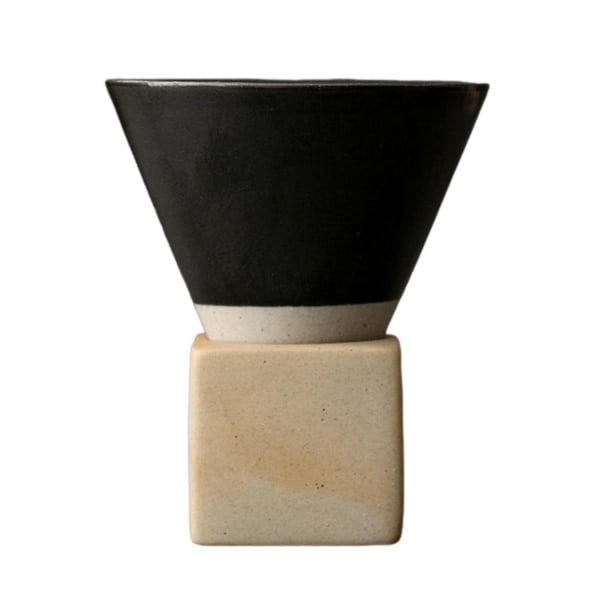 ZHOUBA 150ML Keramisk Trakt Kaffe Kopp med Base Håndlaget Latte Cappuccino Te Espresso Konisk Krus 150ML Black