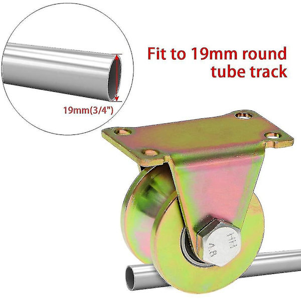 4 stk skyvedørs hjul 50mm, stålhjul med U-spor, U-spor hjul for omvendt spor, industriell maskin, rullende dør, bæreevne 300kg Pe