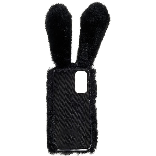 Xiaomi Redmi Note 11:lle 4g ​​(qualcomm) Fuzzy Fluffy Bunny Ear Case Pehmeä Pehmo Joustava TPU tekojalokivi Decor Cover Black
