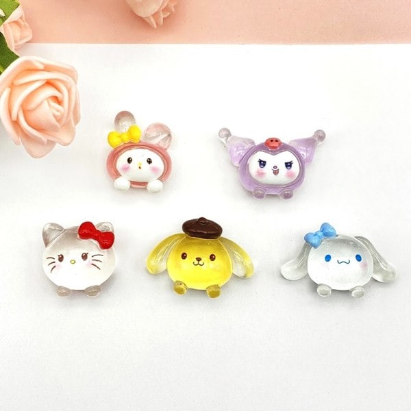 5 stk lysende Sanrio-pynt HelloKitty Kuromi Dukkehus - Perfekt