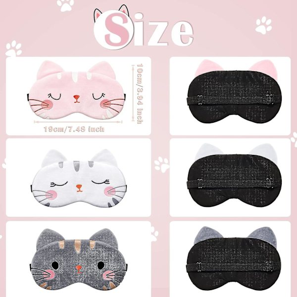 Ögonmask för Sömn 3 Stycken Tecknad Hund Ansikte Ögonskydd Rolig Djur Katt Sovmask Mjuk Lätt Natt Sömn Ögonmasker Kitty Ögonmask Blindf