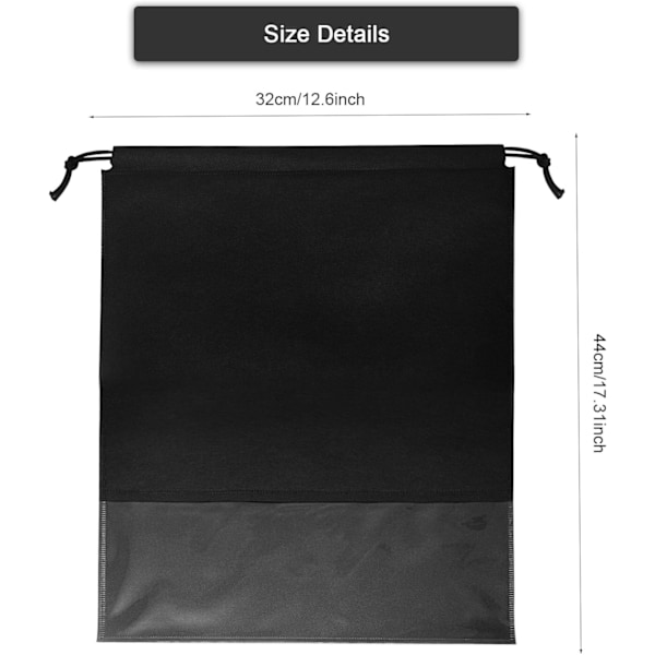 10 stk reiseskoposer, skobager, skobager til reise, snøresko i non-woven skoposer med gjennomsiktig vindu for daglig og reisebruk Black-a10