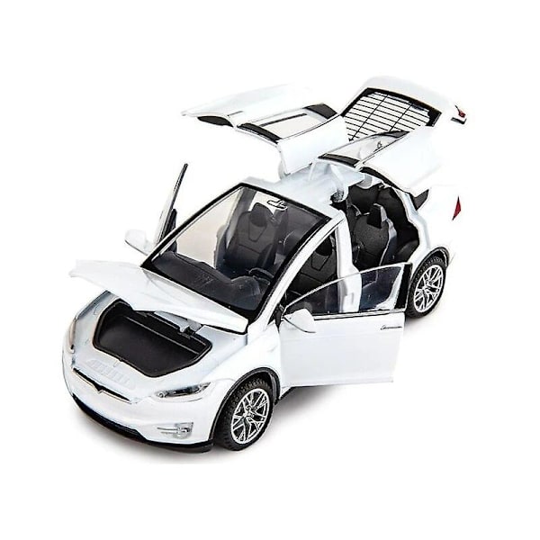 1/32 Tesla Model X 90d SUV Leikkiautomalli Valettu Metalli Miniatyyri Ääni & Valo Vetotakaisin 1:32 Kokoelma Lahja Pojalle Lapselle TESLA MODEL X White