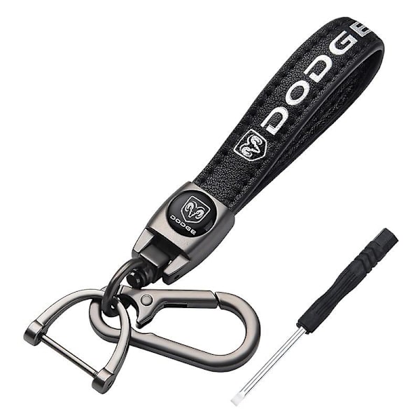 Ægte læder bil logo nøglering kompatibel med Dodge nøglering læder nøglering egnet til kvinder og mænd Dodge tilbehør