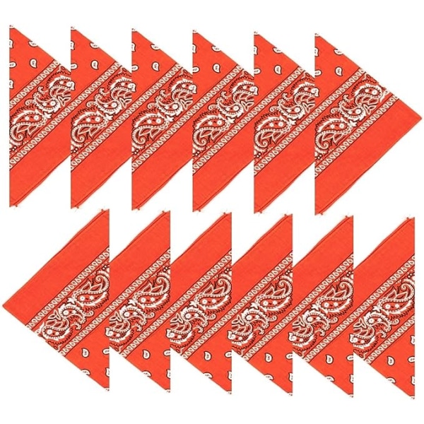 12 kpl Pack Bandanas Original Paisley Pattern Color of Choice -päähineet/hiukset (oranssi)