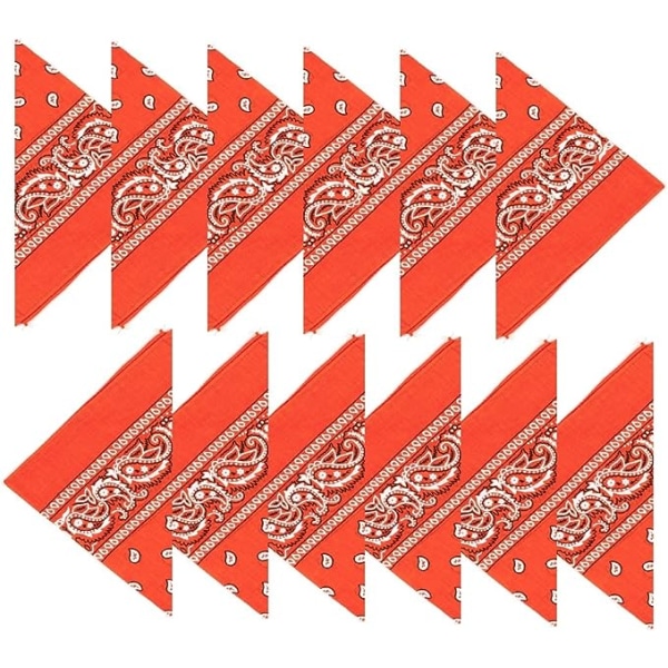 12-pack bandanas med original Paisley-mönster, valfri färg, huvudbonad/hår (orange)