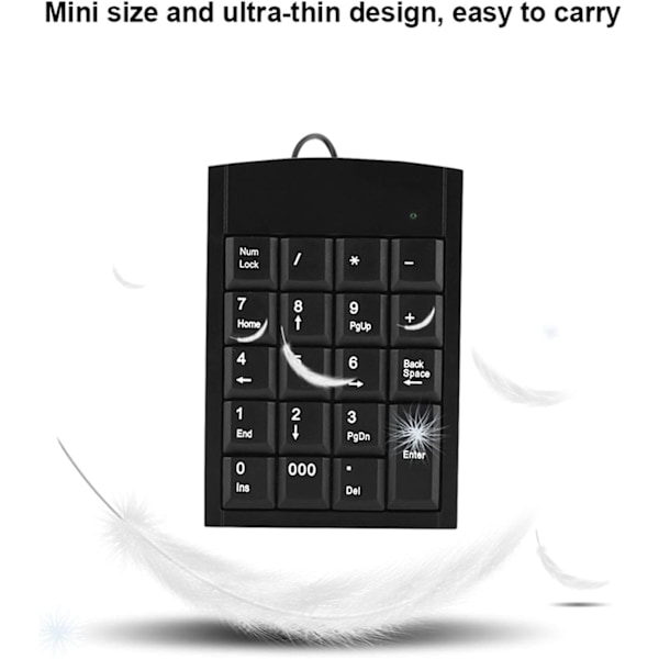 USB numeriskt tangentbord, bärbar mini nummerplatta nummerplatta numeriskt tangentbord för bärbar dator, PC-dator