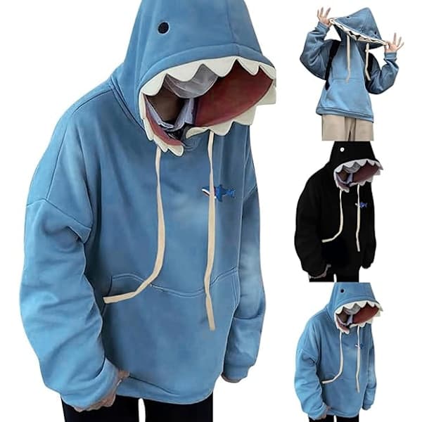 Sød Haj Hoodie til Kvinder Sort 3XL Black 3XL