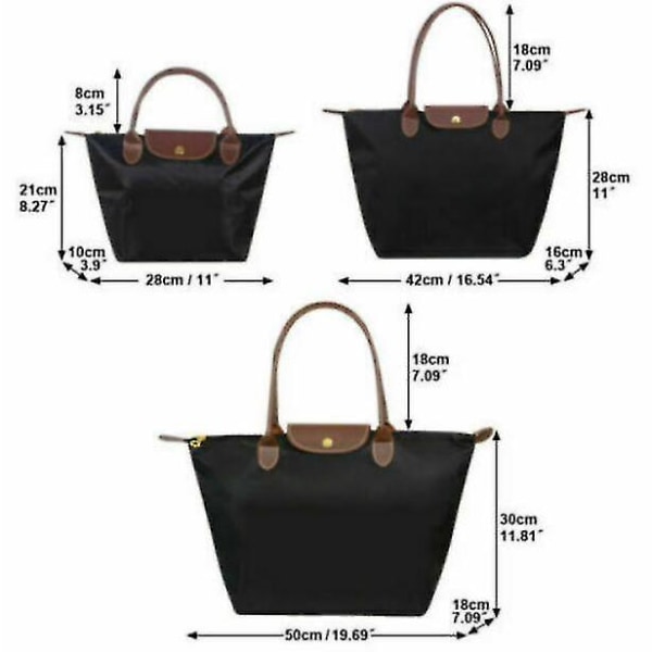 Kvinders skuldertasker Le Pliage Tote Bag Stor Nylon Dame Håndtaske Medium Black
