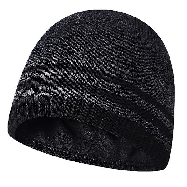 Vinter Beanie Hat Varmt Strikket Cuffed Plain Toboggan Cap