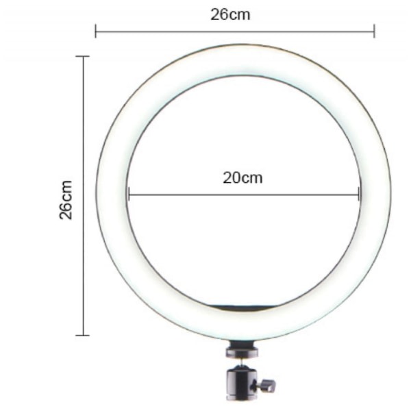 26 cm LED Ring Light Makeup Ring Light for Video Studio Makeup Dimbar 3 lysmoduser Enkel å bære og installere (FMY)