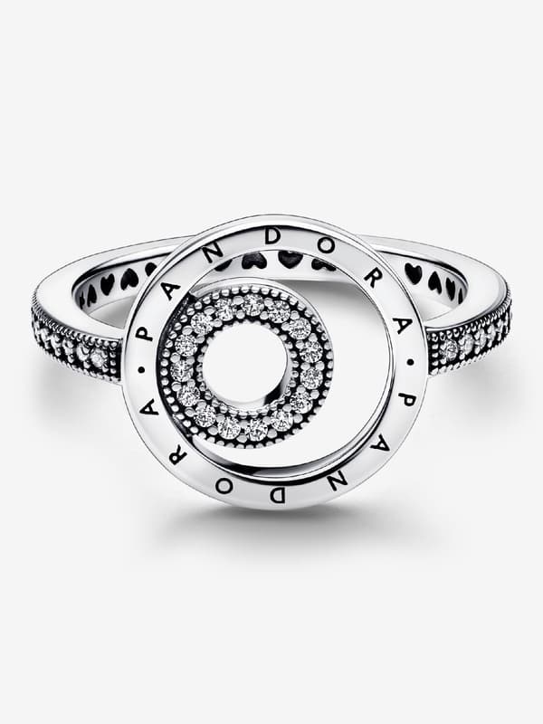 Pandora - P Signature Logo Circles Pavé Ring - Sterling sølv Circumference: 54mm