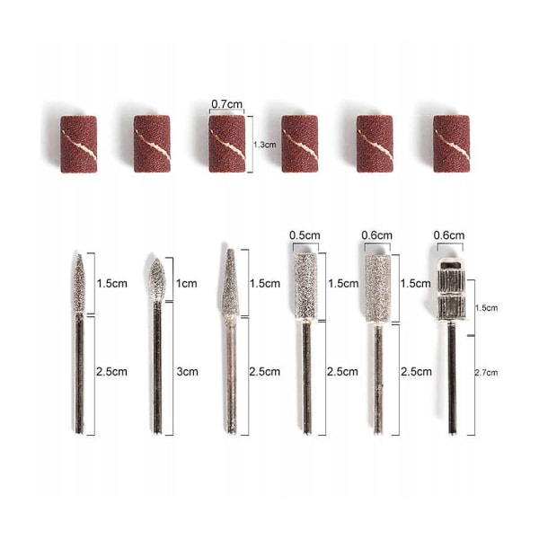 6 borrbitar - Bits för elektrisk fil - Slipband Silver