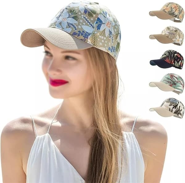 Blomstrete Caps Casual Baseballcaps for Kvinner Sommer Justerbar Spenne Solhatt 2