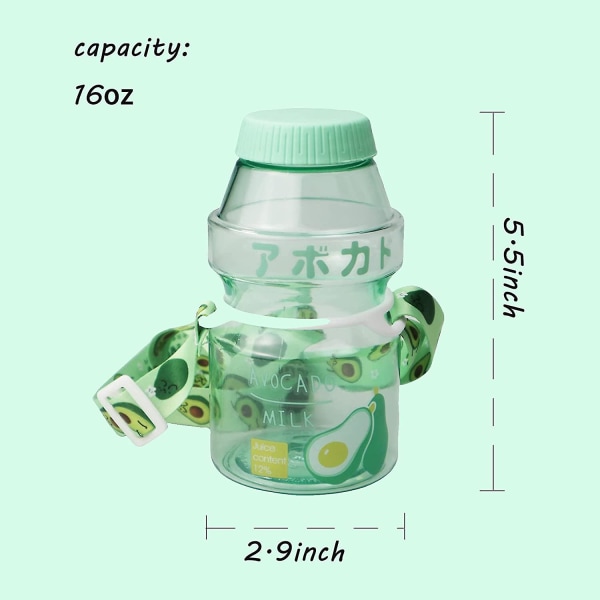 Fruktjuice vattenflaska i plast Mjölk Cartoon Shaker flaska, 16oz/480ml Transparen