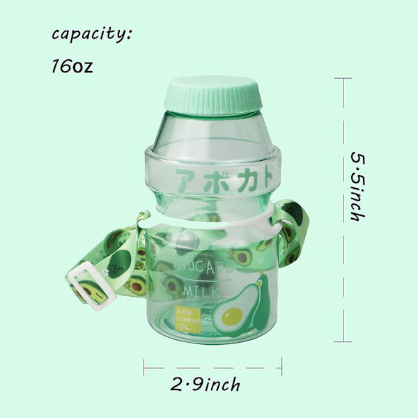 Plastik Frugtjuice Vandflaske Mælk Cartoon Shaker Flaske, 16oz/480ml Transparen