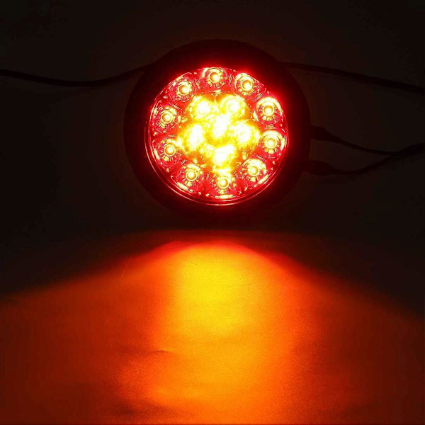 2x Auton pyöreät LED-takavalot Vedenpitävät 16 LED kuorma-auton perävaunuun Kuorma-auton autotarvikkeet 16 LED auton pyöreät takavalot Monitoimiset Red-yellow
