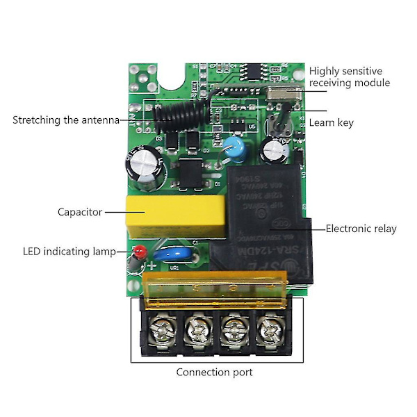 315mhz 433mhz +220v 380v 30a Langaton kaukosäätimen releohjainvastaanotin LED-valolla 2000m lähetin