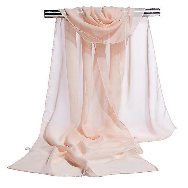 Transparent Chiffon Tørklæde | Tørklæde Dame Brudekjole - Ensfarvet Chiffon Silke Beige 160x50cm