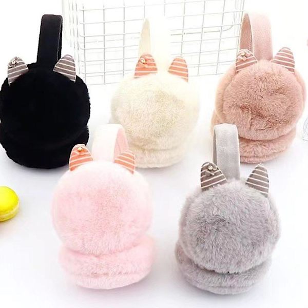 Väder Fluffiga Öronmuffar Vinter Varma Huvudband Söta Slouchy Öronvärmare Grå creamy-white