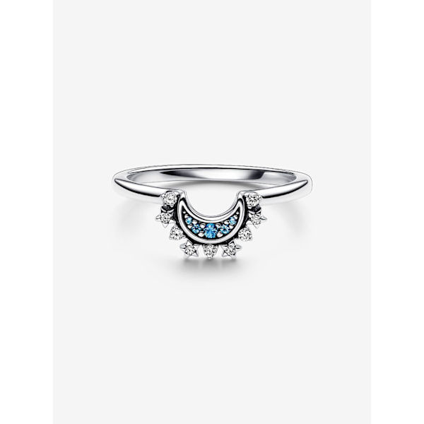 Pandora - Celestial Blue Sparkling Moon Ring - Sterlingsølv Circumference: 54mm
