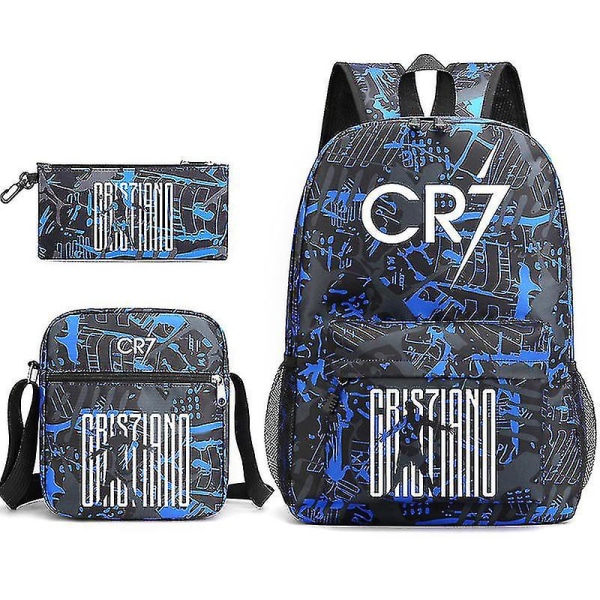 Fashion Cr7 3-osainen reppusetti Mochila Uudet opiskelijat Kapasiteetti Koululaukut Kirjalaatikko Matkalaukku Only Pencil Case 1