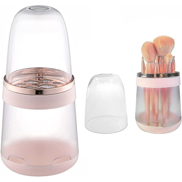 Tre-i-en makeupbørsteholder, med gennemsigtigt låg, vandtæt og støvtæt, opbevaringsboks til makeupbørste, aftagelig opbevaringsboks til makeupbørste, (nål
