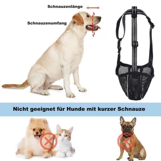 Justerbar hundemundkurv - Åndbar, reflekterende sort M Black M