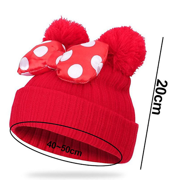 Taaperon talvihattu, jossa on kaksi pom pomia red