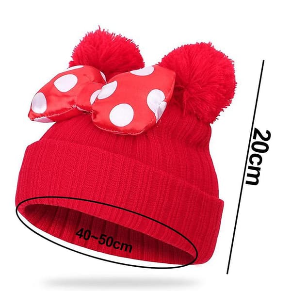 Toddler Hat Winter Dubbel Pom Pom Stickad Mössa red