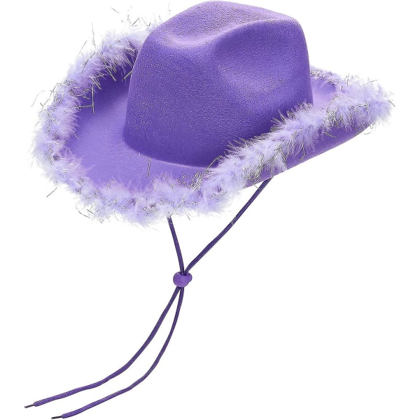 Naisten vintage Cowboy-hattu pörröinen höyhen leveäreunainen naisten Western Disco Cowboy-hattu alhaalla Kb