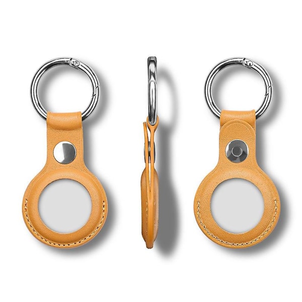 Paket med 4 lädernyckelbrickor som är kompatibla med airtags, lädernyckelbrickor för Apple AirTag, lädernyckelbrickor, bärbara nyckelringar för fin