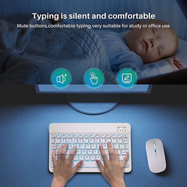 Bluetooth tastatur og mus Combo genopladeligt trådløst tastatur og mus