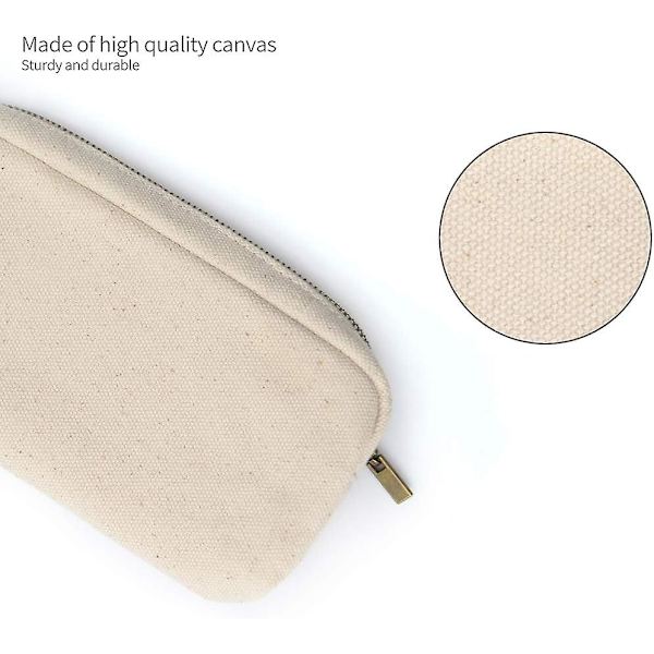Kynäpennaali, suuri kapasiteetti kynäpussi kangas meikkipussi kestävä toimisto tarvikkeiden järjestäjä - Beige