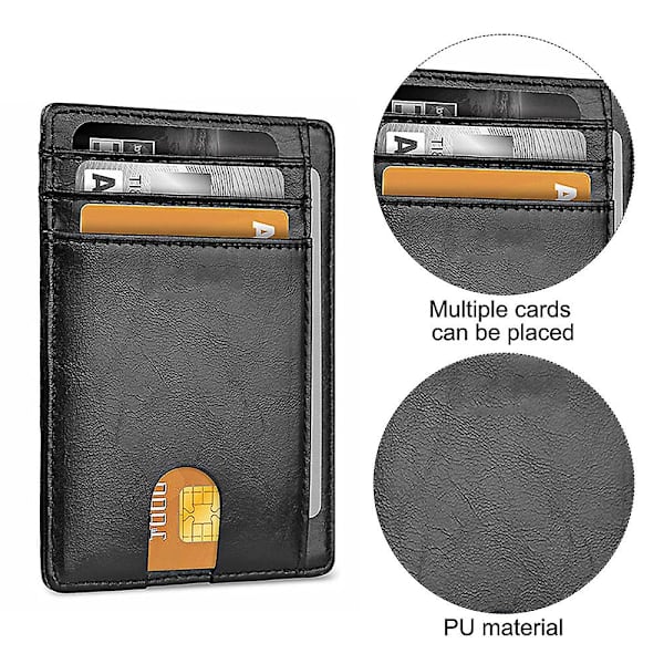 Läderkortfodral för män, Rfid Anti-theft Brush black
