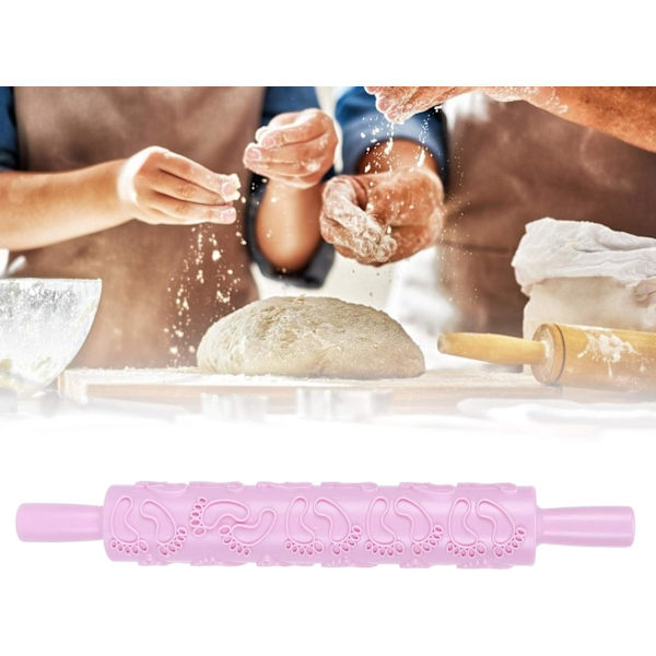 Präglade kavel, färgglada kakdekorationsgraverade präglingskavel med mönster för fondant, paj, skorpa, kaka, bakverk, glasyr Pink