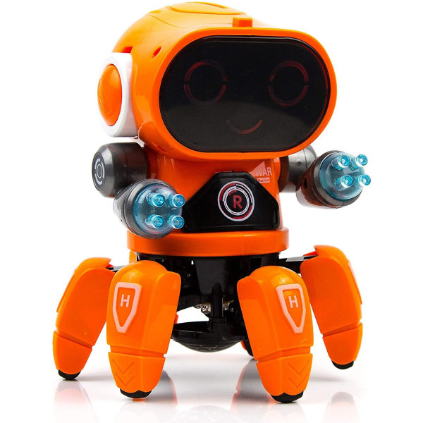 Dansande robot, gående elektronisk batteridriven blinkande ljus och musik barnrobot, robotleksaker för barn, present till 4 5 6 7 8 9 år gamla barn