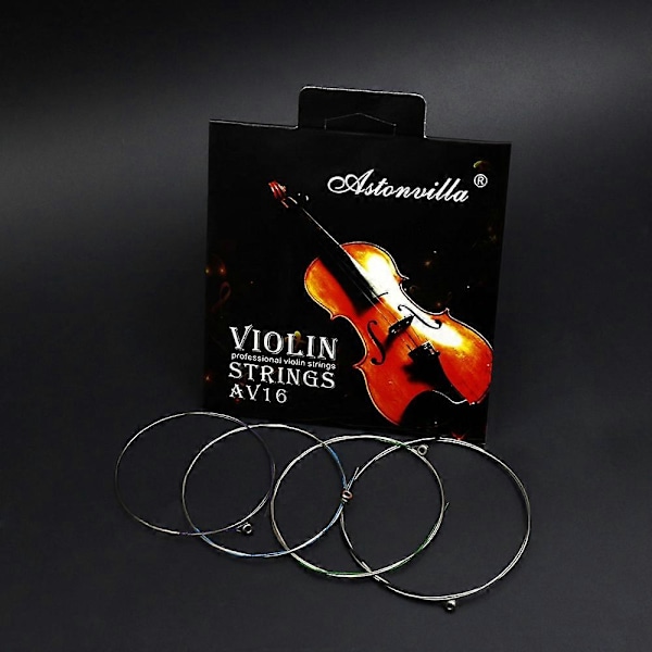 Universal Violin Fiddle Strängar Komplett Set (E-A-D-G) Stålkärna Nickelsilverlindade med Nickelpläterad Kulände för 4/4 3/4 1/2 1/4 1/8 Violiner