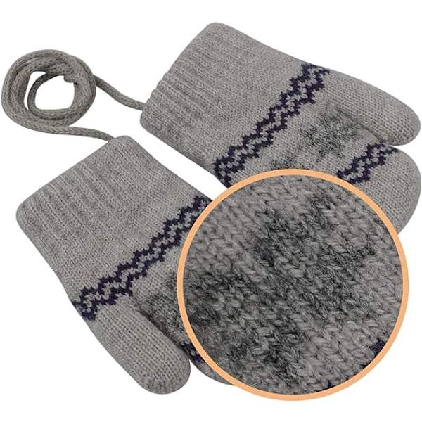 Baby Toddlers Varm Vantar Magic Stretch Vantar Handskar på Snöre Pojkar Flickor Stickade Vantar Tjockna Fleece Foder Nyfödda Vantar Hel Finger Vantar