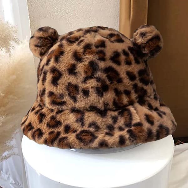 Spand med søde fiskerhat Vinter Hold Varme Sjov Leopard Print leopard print