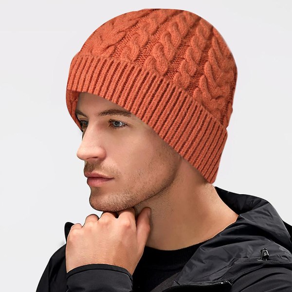 Varm Strikket Tykk Baggy Slouchy Beanie Skull Cap For Menn Dame Gaver Svart Orange