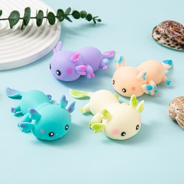 【YD】1/4 søde Axolotl Squishy-legetøj, blødt og yndigt klemmelegetøj - blødt 1 stk. tilfældigt
