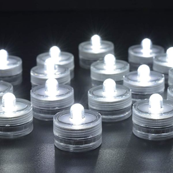 24-pakke vanntette runde undervanns mini LED-tealights, nedsenkbare lys for hjem, bryllupsfest, vase, festival, valentinsdagdekorasjon
