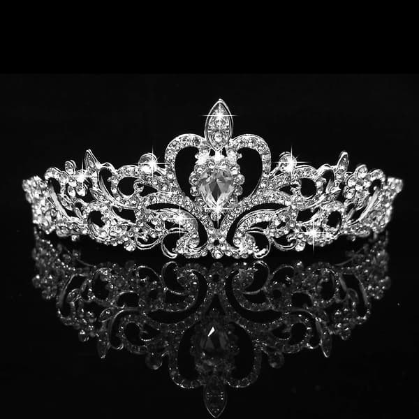 Sølv Tiara Kroner Krystall Hodebånd Prinsesse Rhinestone Krone Med Kamper Brud Hode