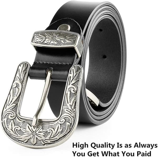 Dambälte Dam Vintage Western Design Svart Bälte - Hög Kvalitet