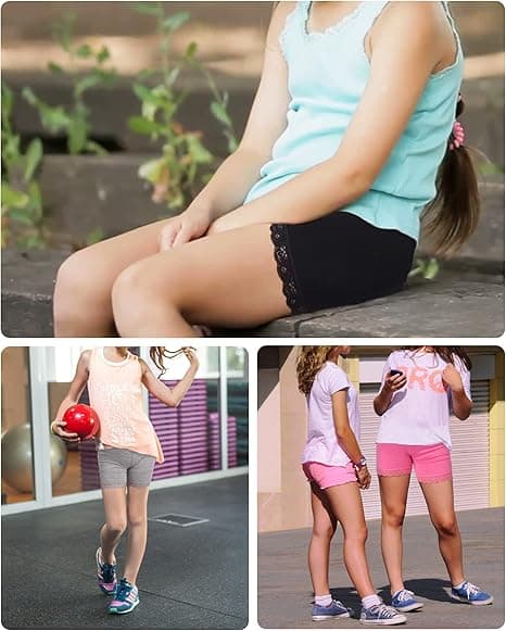 Cykelshorts til piger, sorte, med blonder, 2-10 år, 6 stk. 7-8 Years
