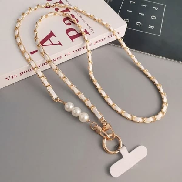 Cross Body Perle Pick Kæde Mobiltelefon Snor SORT sort