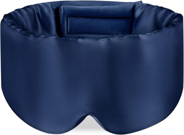100 % Mole Cloth Sovemaske Øyemaske med Justerbart Hodebånd Stor Sovemaske og Bind for Øynene for Nattsøvn, Reise og Lur, Marineblå